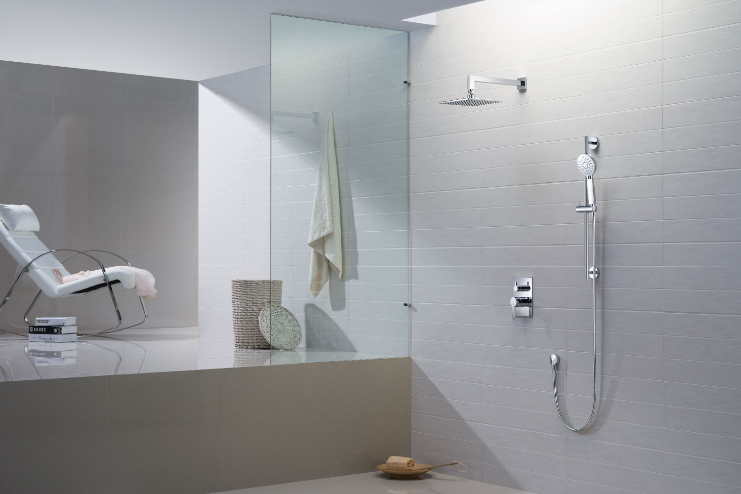 chrome minimal shower set