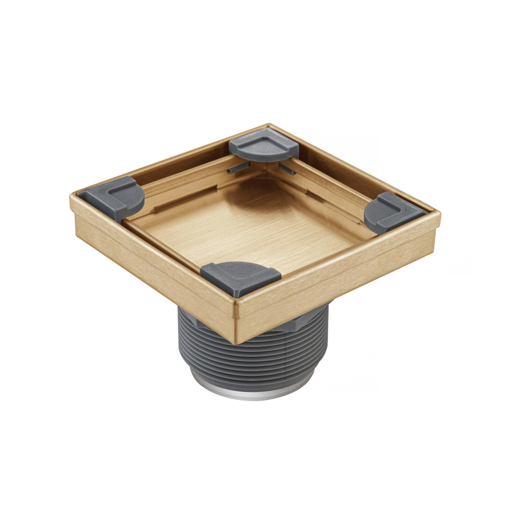 4" Tile Insert Floor Drain with 2" Outlet | Geborsteld brons PVD