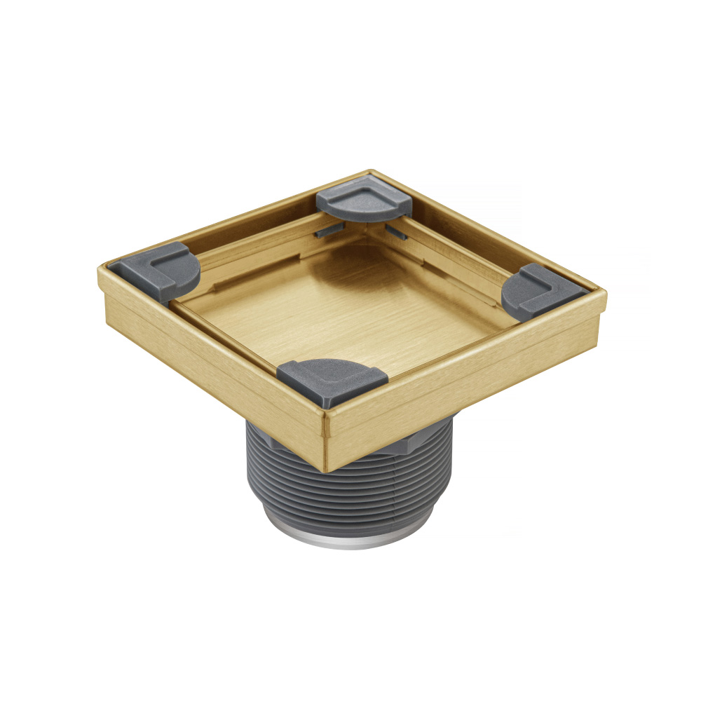 4" Tile Insert Floor Drain with 2" Outlet | Geborsteld messing PVD