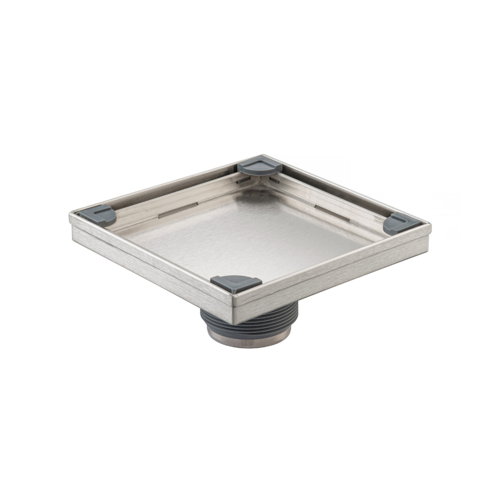 6" Tile Insert Floor Drain with 2" Outlet | Geborsteld nikkel PVD