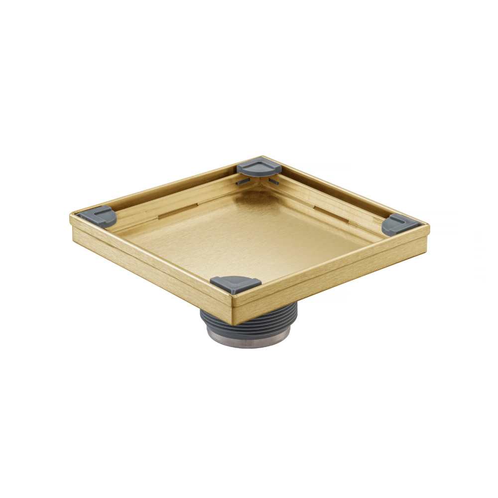 6" Tile Insert Floor Drain with 2" Outlet | Geborsteld messing PVD