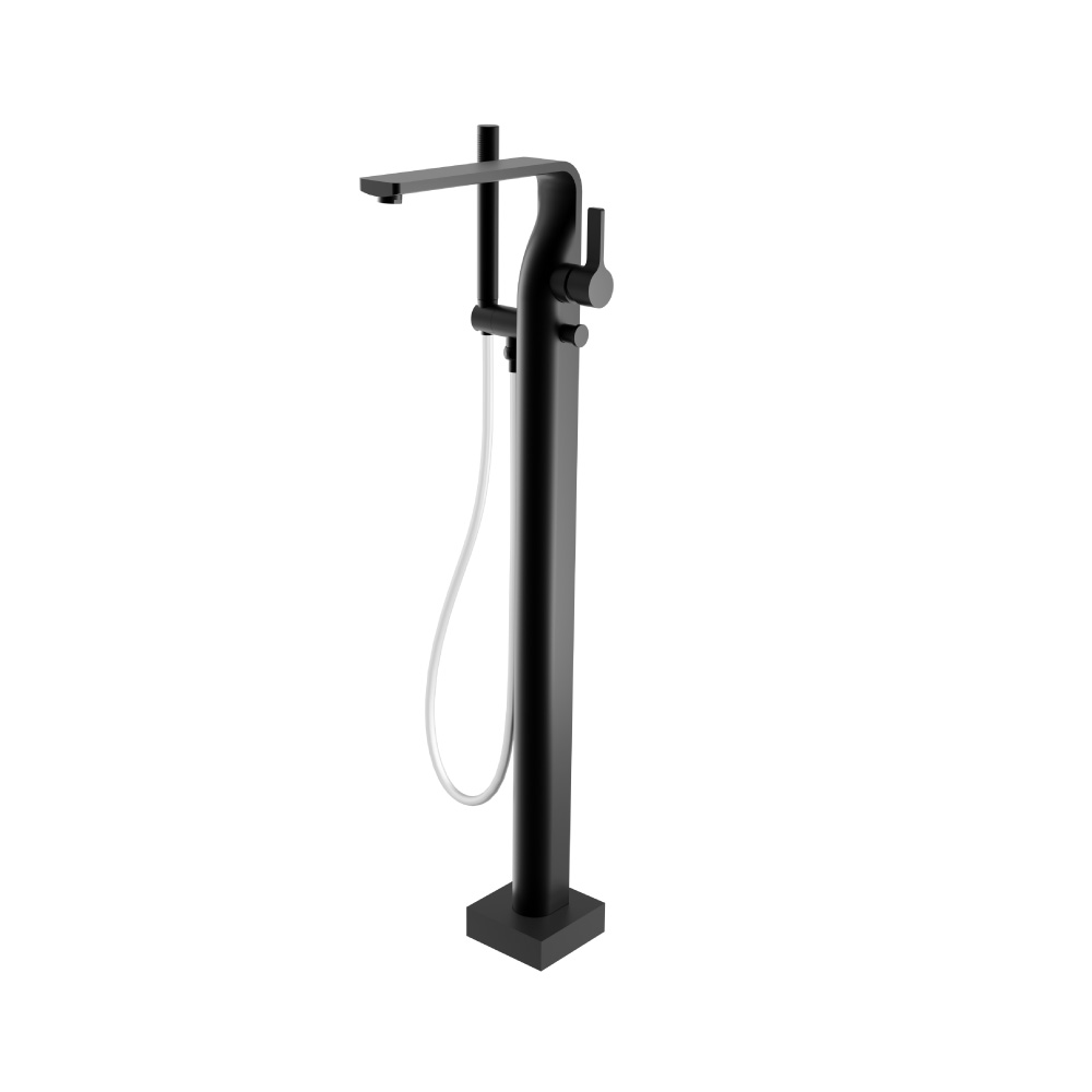 Vloergemonteerde badmengkraan met handdouche | Gloss Black