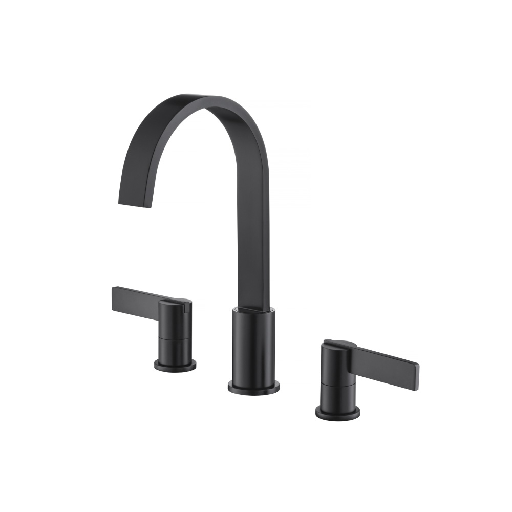 Three Hole 8" Widespread Two Handle Bathroom Faucet | Mat zwart