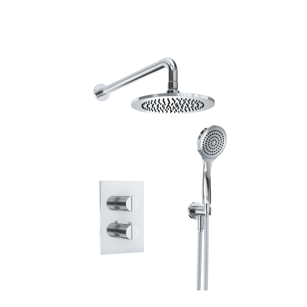 Two Output Shower Set With Shower Head And Hand Held | Chroom