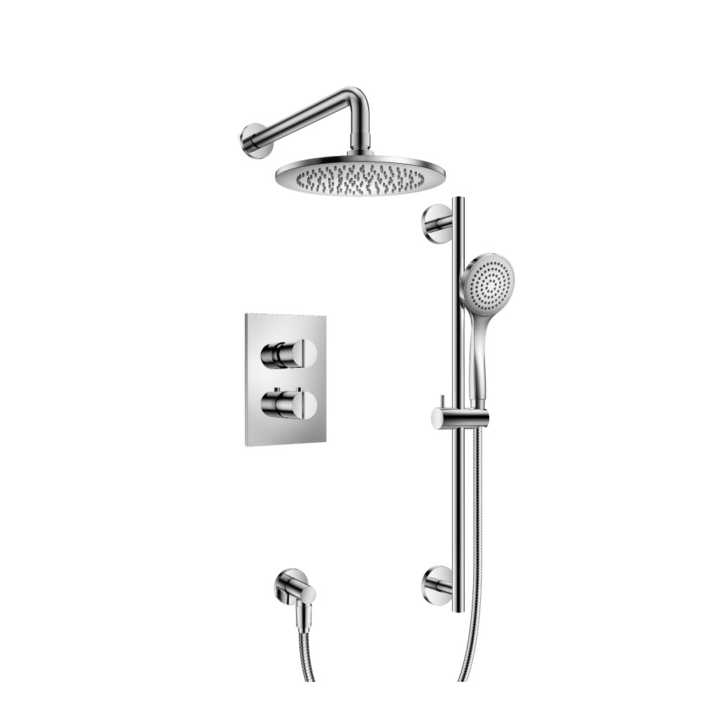 Two Output Shower Set With Shower Head, Hand Held And Slide Bar | Chroom