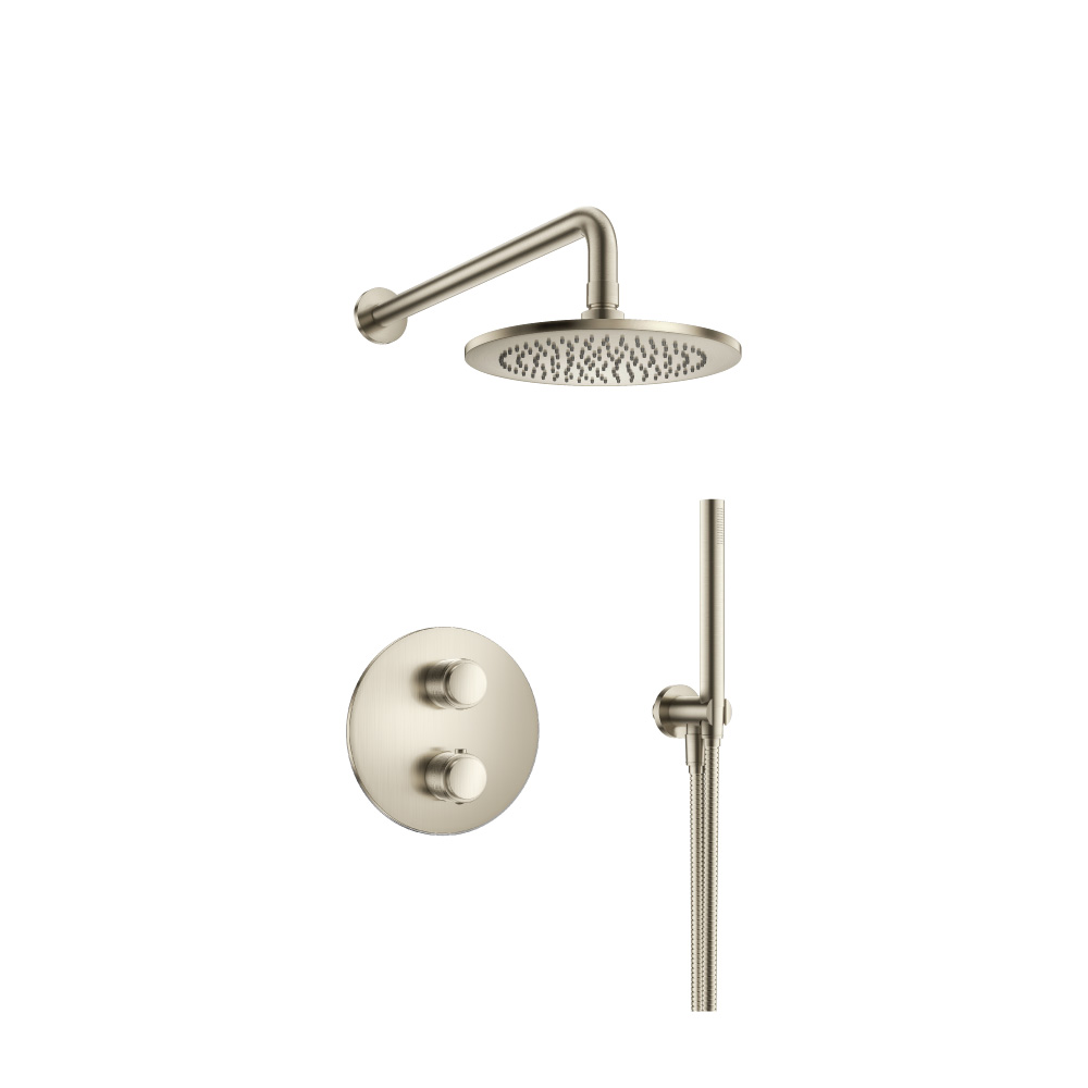 Two Output Shower Set With Shower Head And Hand Held | Geborsteld nikkel PVD