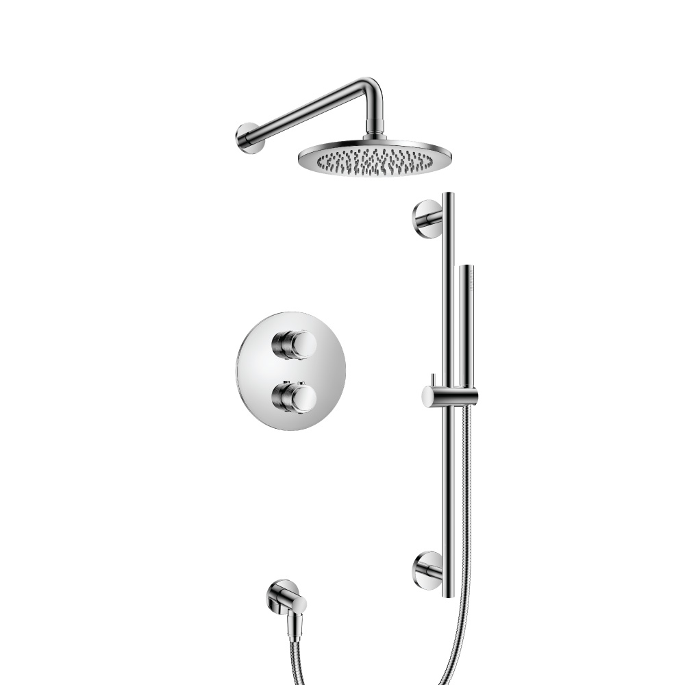 Two Output Shower Set With Shower Head, Hand Held And Slide Bar | Chroom