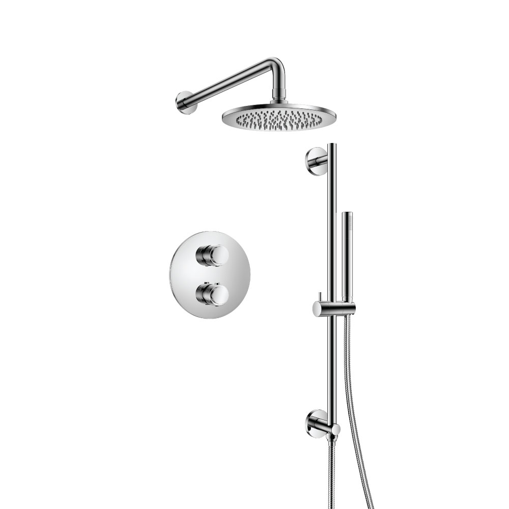 Two Output Shower Set With Shower Head, Hand Held And Slide Bar | Chroom