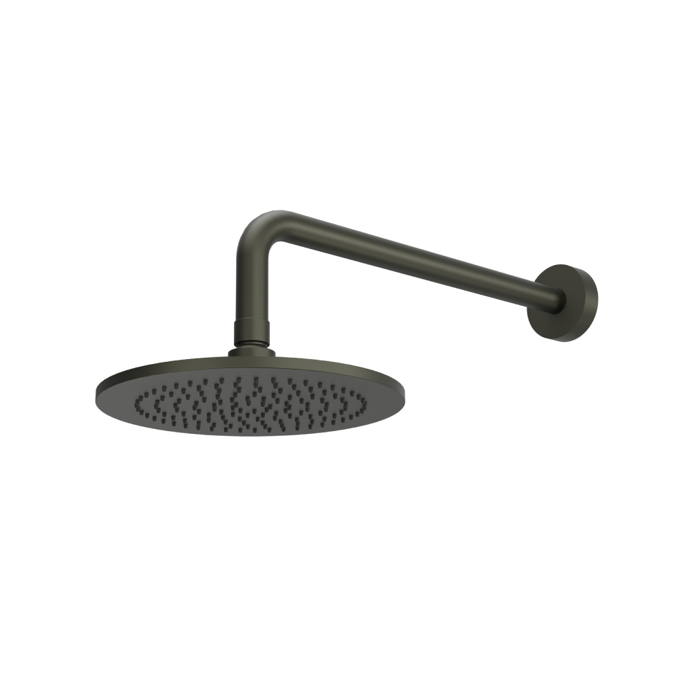 8" Solid Brass Showerhead / Rainhead With 12" Wall Mount Shower Arm | Dark Green