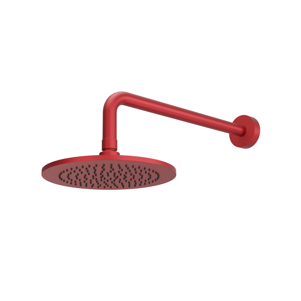 8" Solid Brass Showerhead / Rainhead With 12" Wall Mount Shower Arm | Deep Red