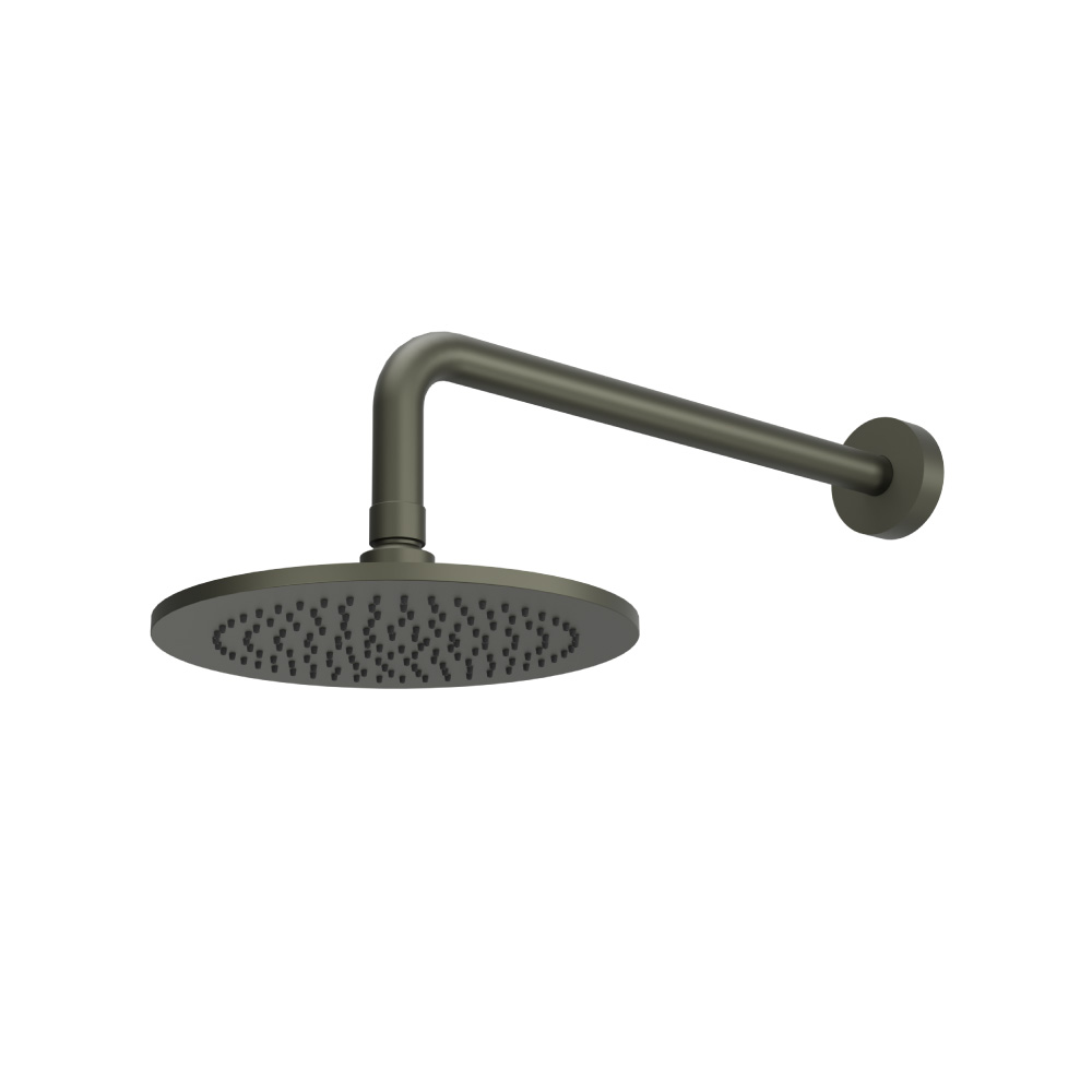 8" Solid Brass Showerhead / Rainhead With 12" Wall Mount Shower Arm | Gun Metal Grey