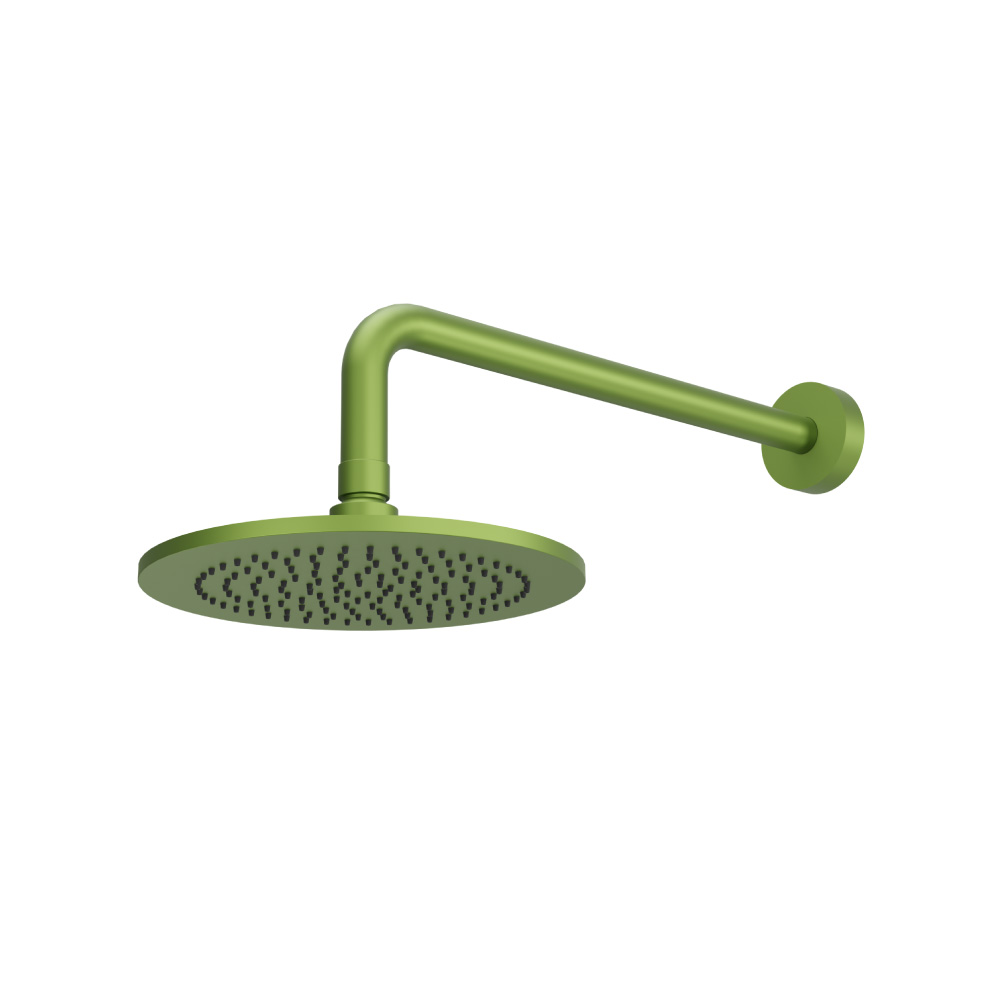 8" Solid Brass Showerhead / Rainhead With 12" Wall Mount Shower Arm | Flusso Green