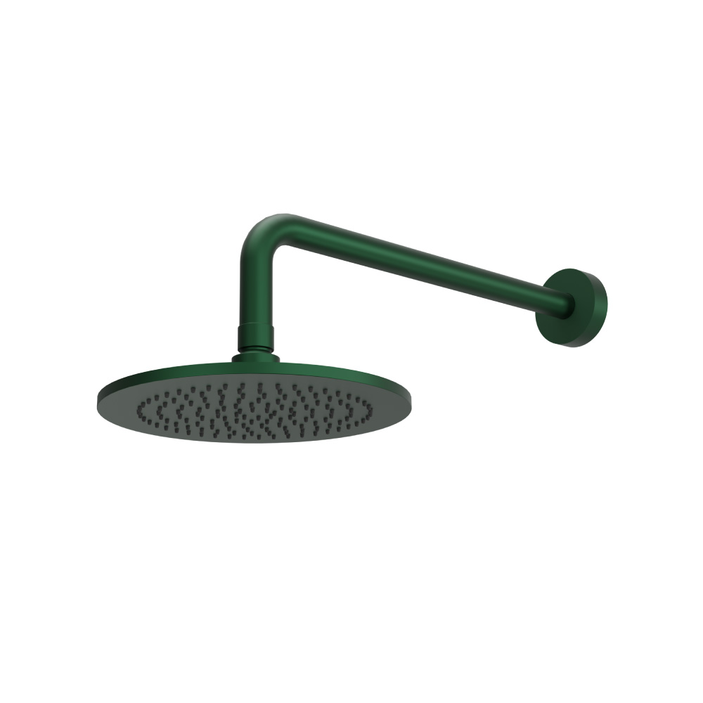 8" Solid Brass Showerhead / Rainhead With 12" Wall Mount Shower Arm | Leaf Green