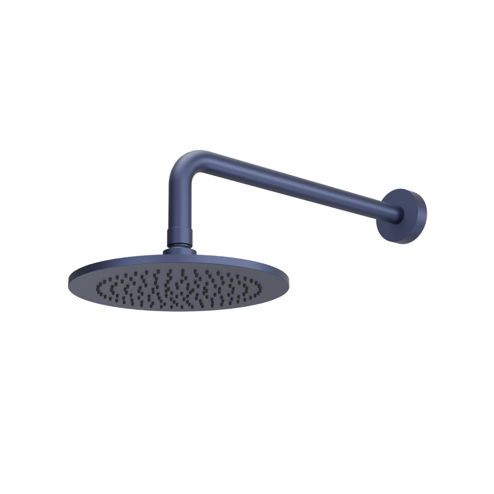 8" Solid Brass Showerhead / Rainhead With 12" Wall Mount Shower Arm | Navy Blue