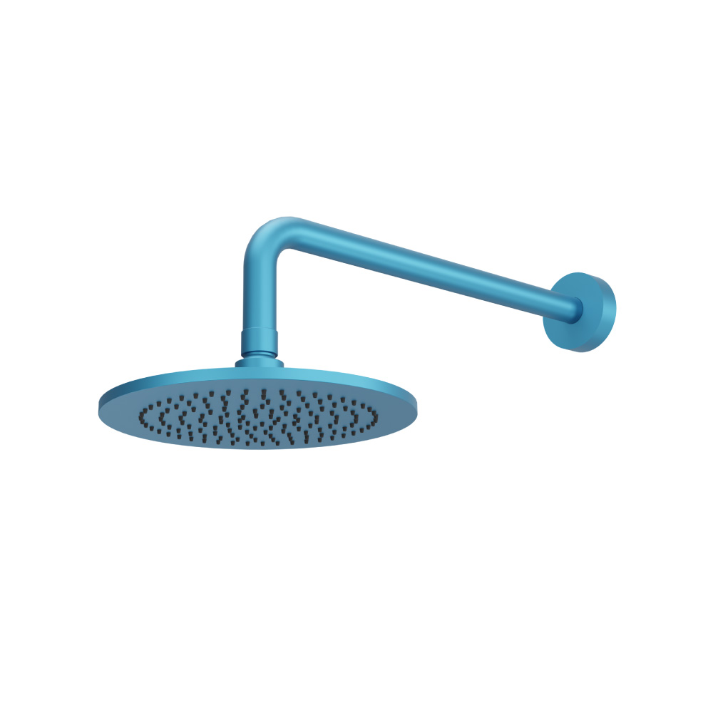 8" Solid Brass Showerhead / Rainhead With 12" Wall Mount Shower Arm | Sky Blue