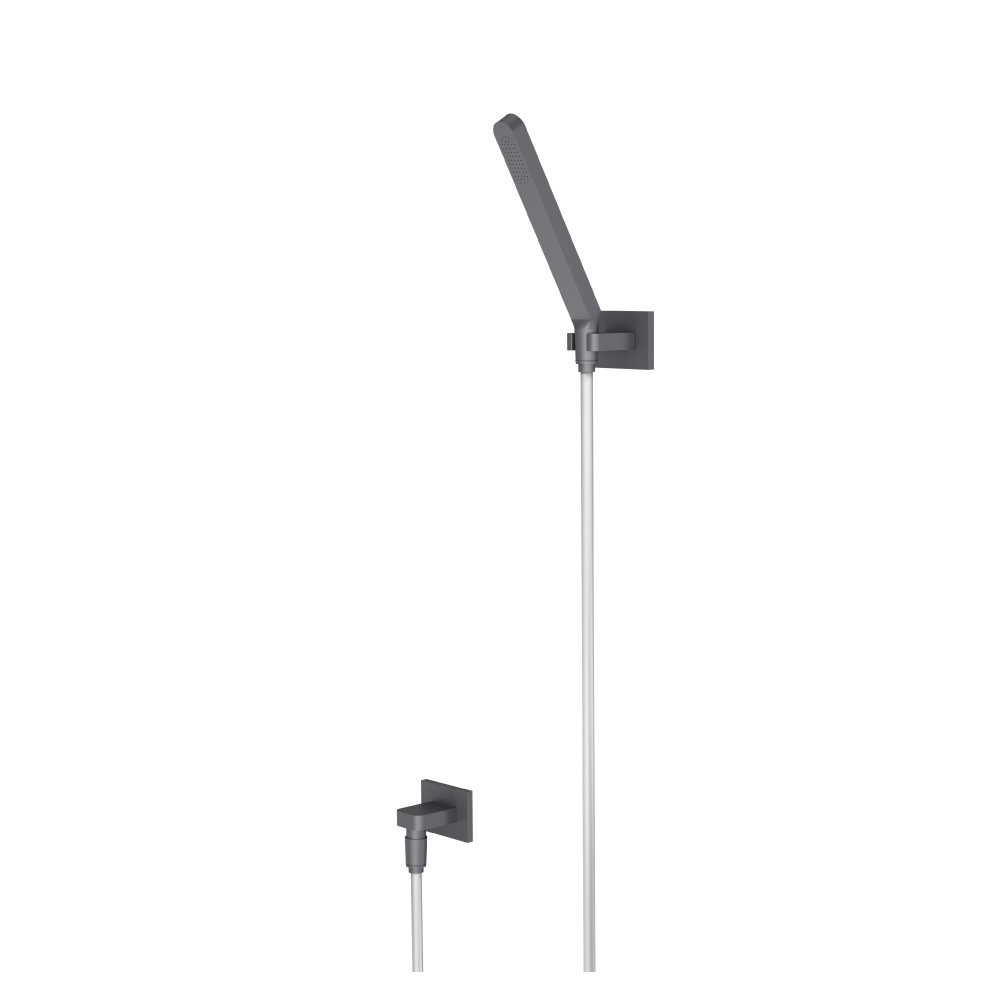 Hand Shower Set With Wall Elbow, Holder and Hose | Dark Grey