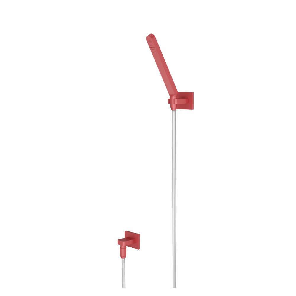 Hand Shower Set With Wall Elbow, Holder and Hose | Deep Red