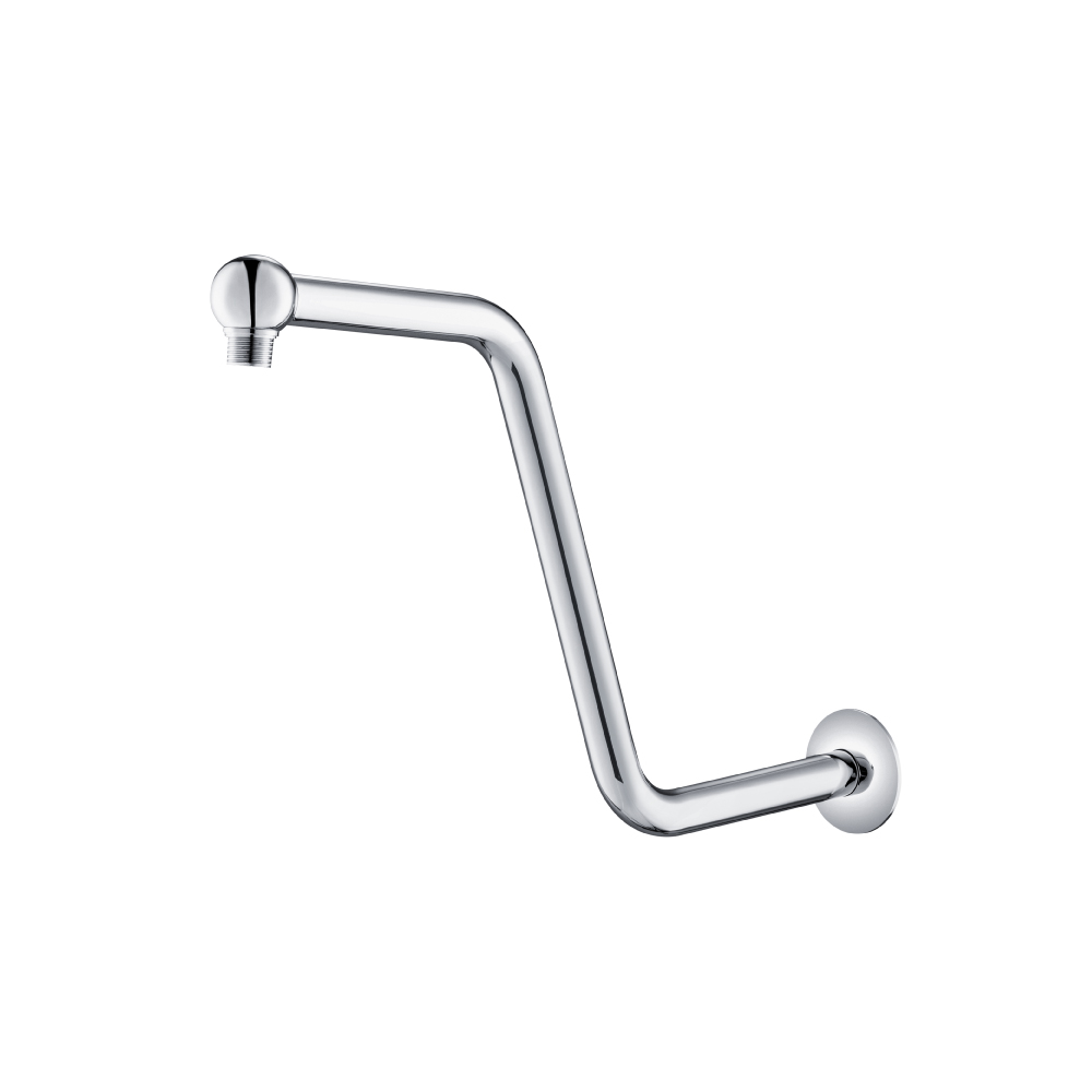 Round Shower Arm With Flange - 14" - S-Shaped | Chroom