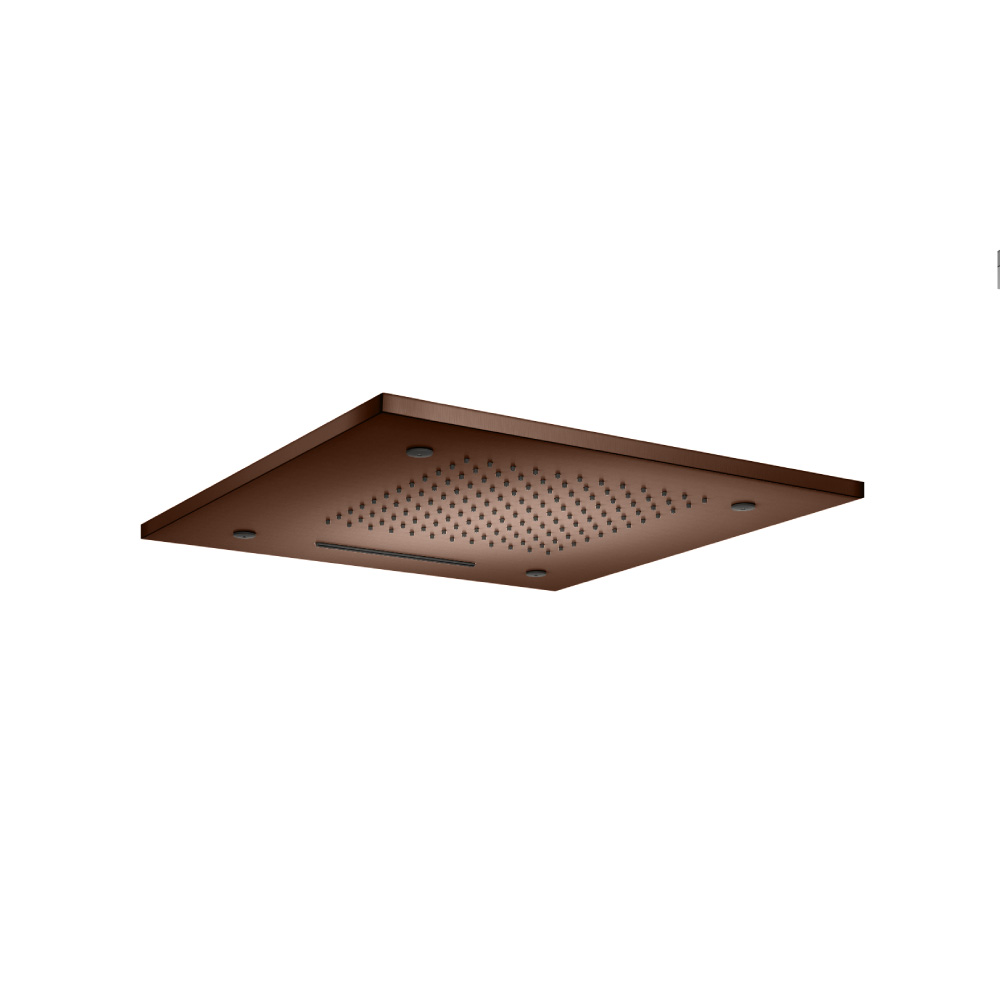 Inbouw hoofddouche met waterval- en mistfunctie - RVS - 500 mm | Vortex Brown