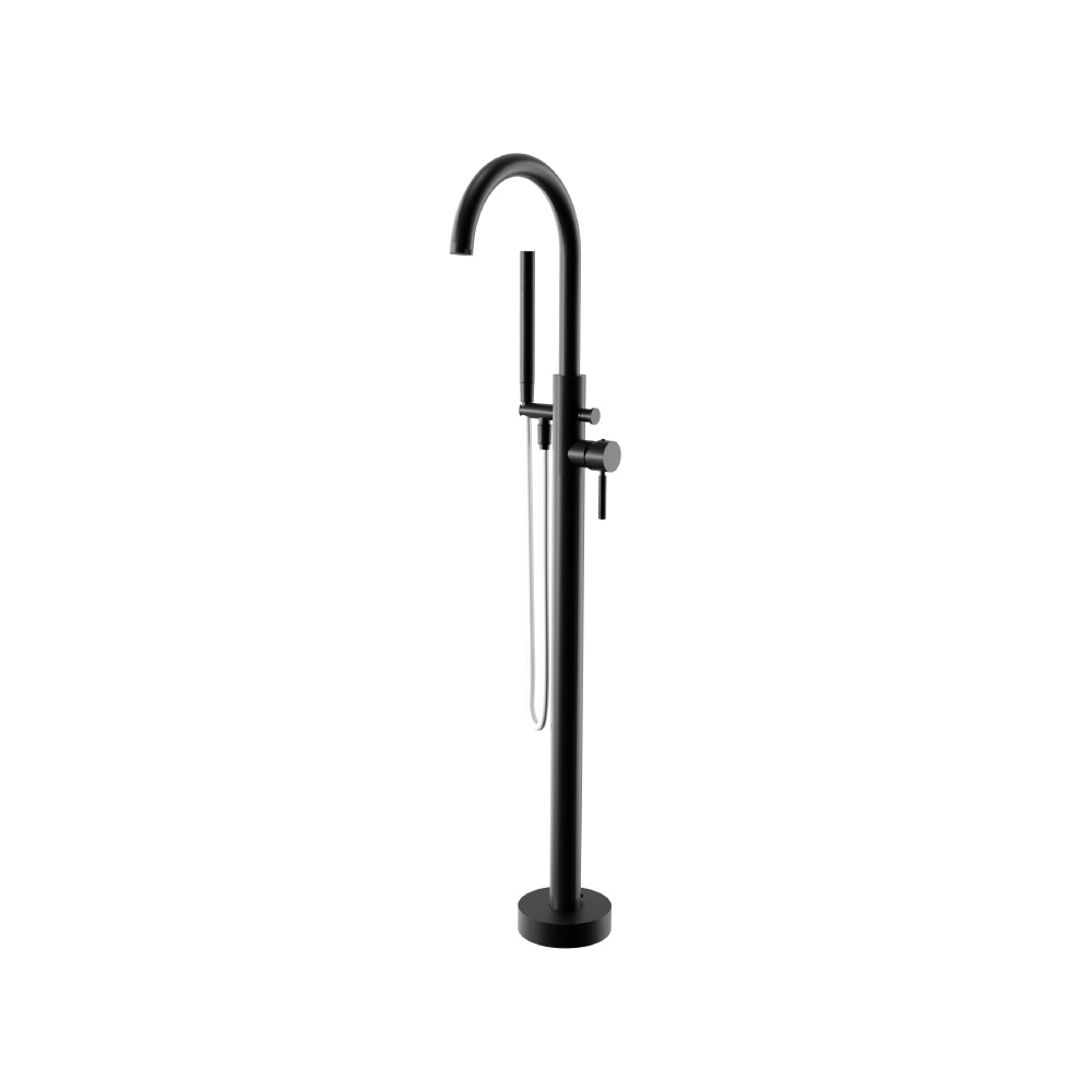 Vloergemonteerde badmengkraan met handdouche | Gloss Black