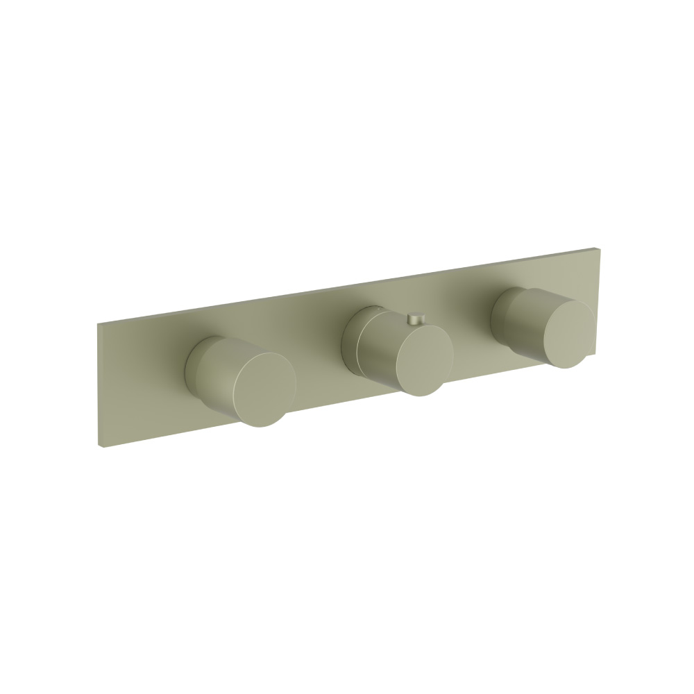 3/4" Horizontal Thermostatic Valve with 2 Volume Controls &  Trim | Army Green