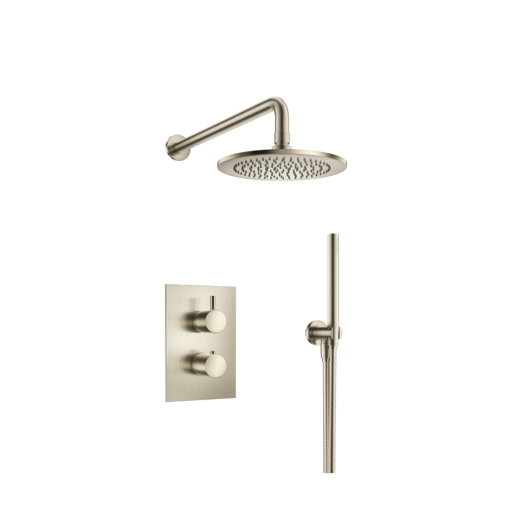 Two Output Shower Set With Shower Head And Hand Held | Geborsteld nikkel PVD