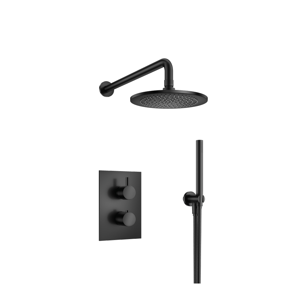 Two Output Shower Set With Shower Head And Hand Held | Mat zwart