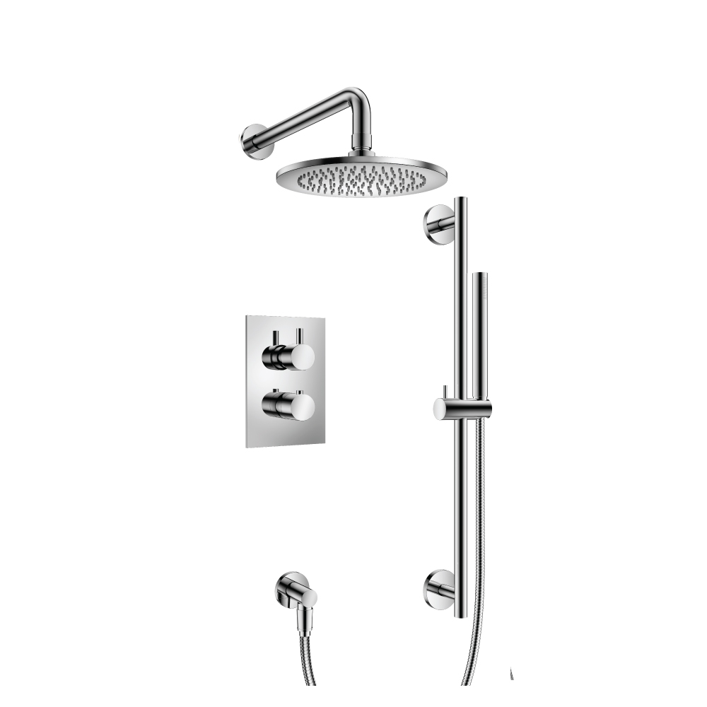 Two Output Shower Set With Shower Head, Hand Held And Slide Bar | Chroom