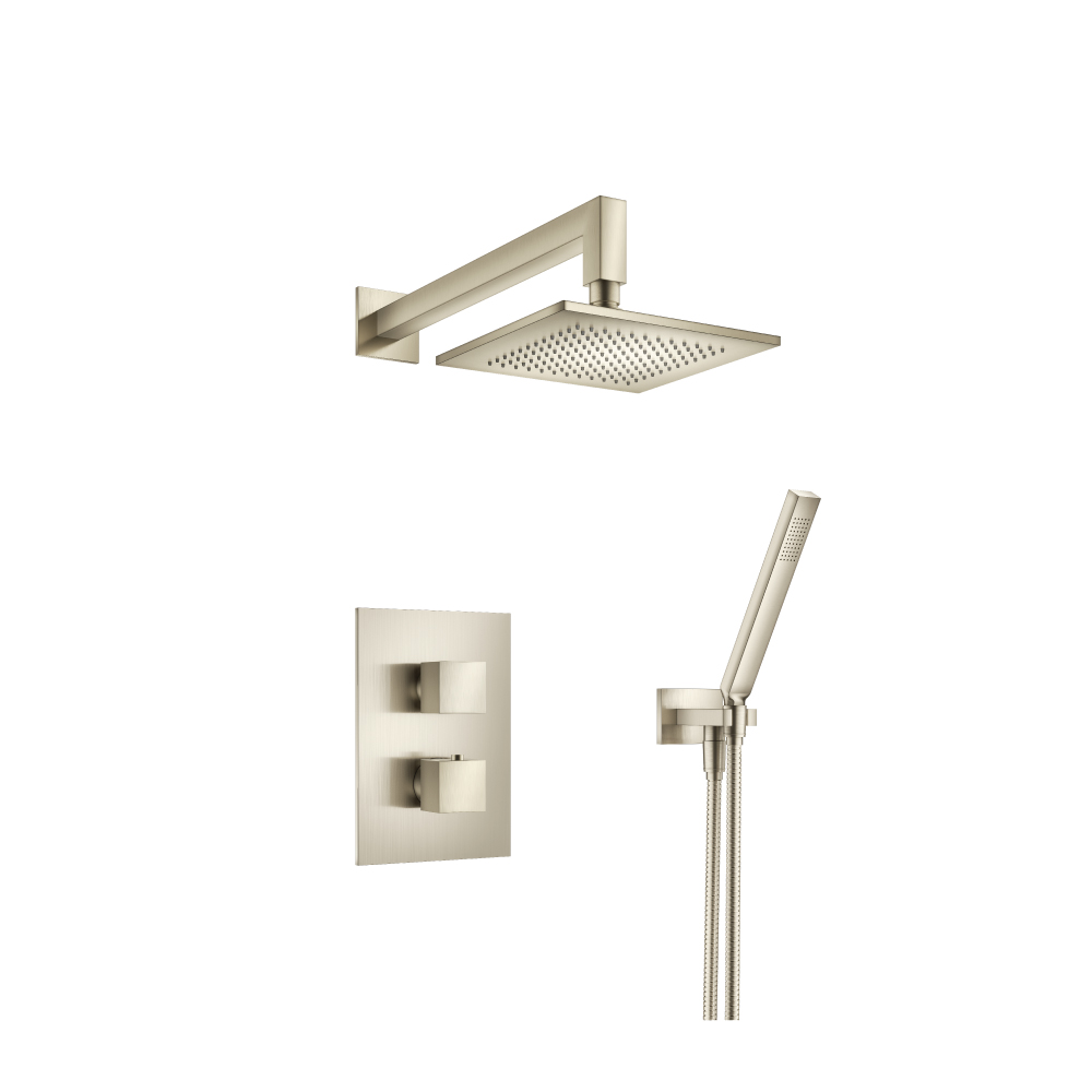 Two Output Shower Set With Shower Head And Hand Held | Geborsteld nikkel PVD