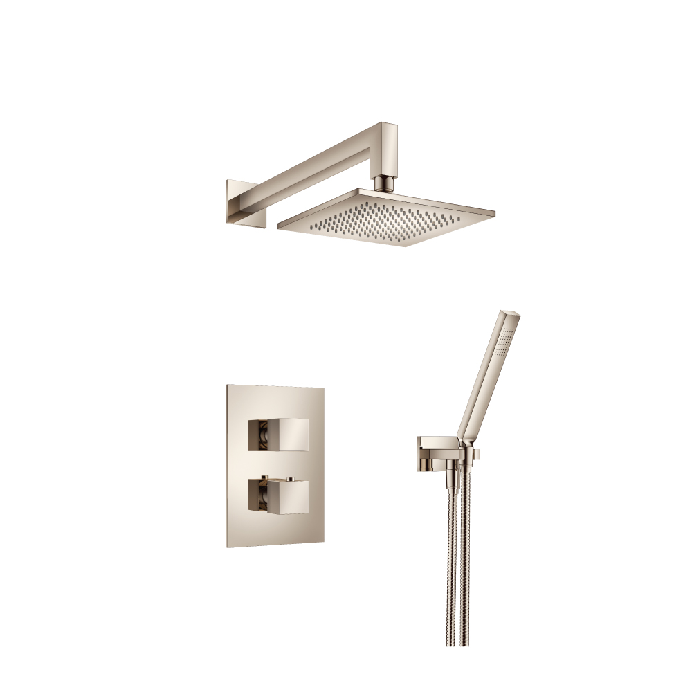 Two Output Shower Set With Shower Head And Hand Held | Gepolijst nikkel PVD