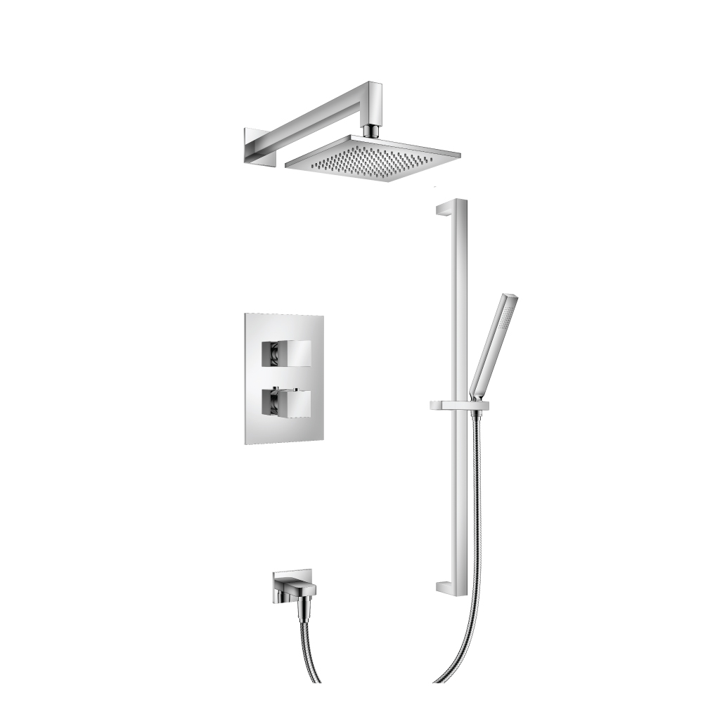 Two Output Shower Set With Shower Head, Hand Held And Slide Bar | Chroom