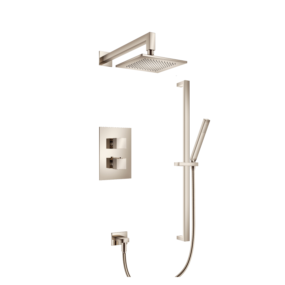 Two Output Shower Set With Shower Head, Hand Held And Slide Bar | Gepolijst nikkel PVD