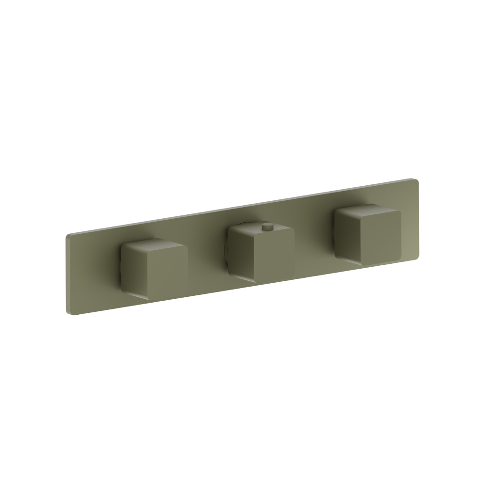 3/4" Horizontal Thermostatic Valve with 2 Volume Controls &  Trim | Army Green