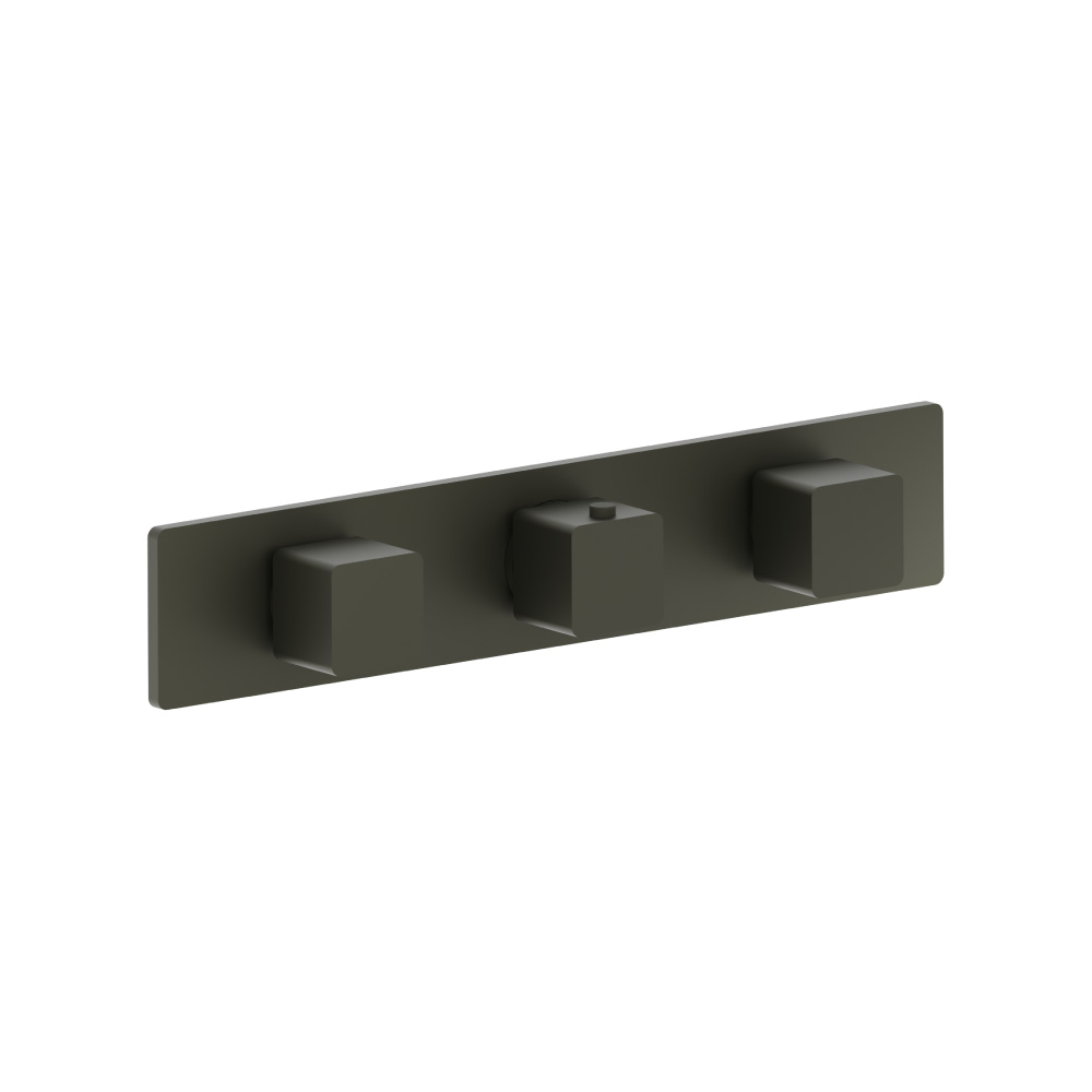 3/4" Horizontal Thermostatic Valve with 2 Volume Controls &  Trim | Gun Metal Grey