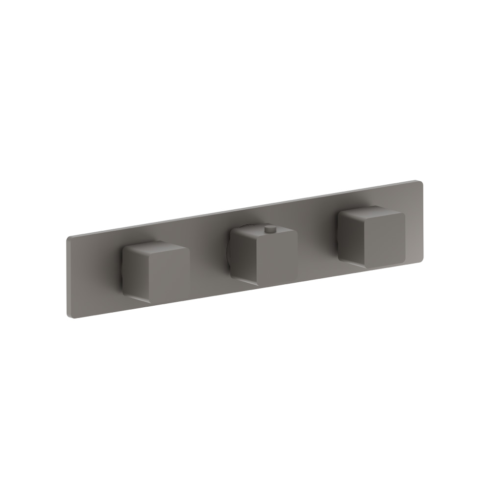 3/4" Horizontal Thermostatic Valve with 2 Volume Controls &  Trim | Steel Grey