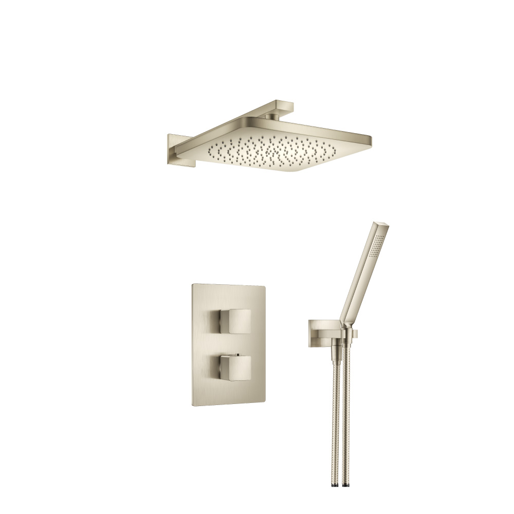 Two Output Shower Set With Shower Head And Hand Held | Geborsteld nikkel PVD