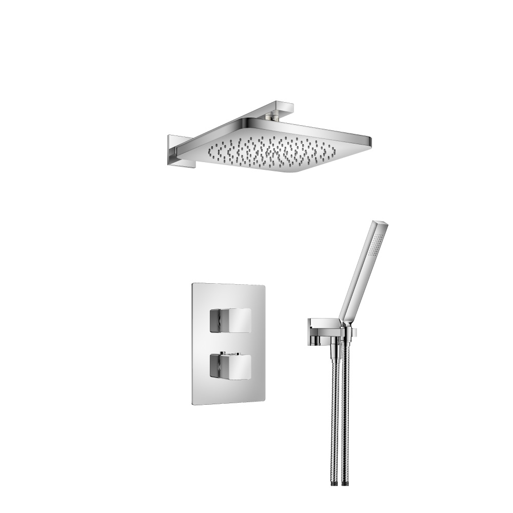 Two Output Shower Set With Shower Head And Hand Held | Chroom