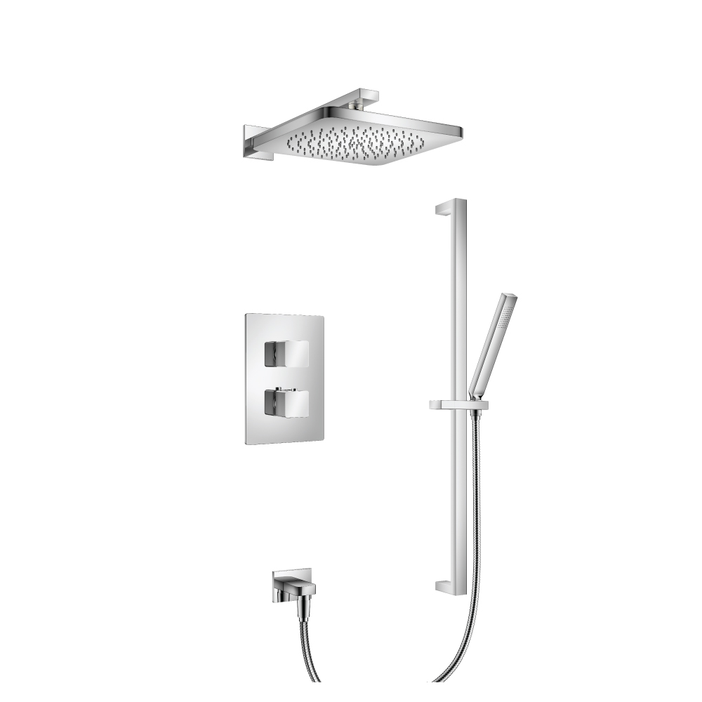 Two Output Shower Set With Shower Head, Hand Held And Slide Bar | Chroom