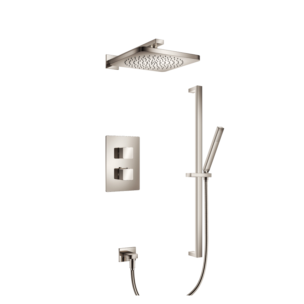 Two Output Shower Set With Shower Head, Hand Held And Slide Bar | Gepolijst nikkel PVD