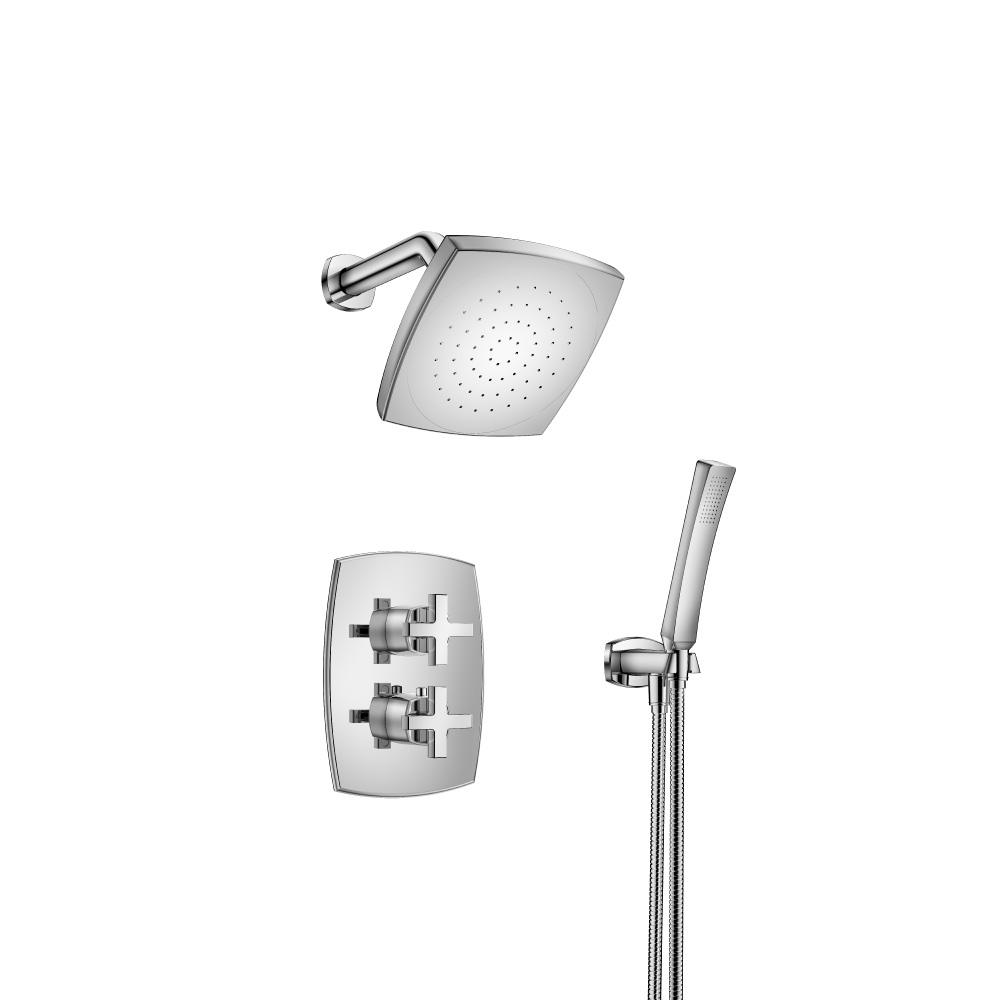 Two Output Shower Set With Shower Head And Hand Held | Chroom