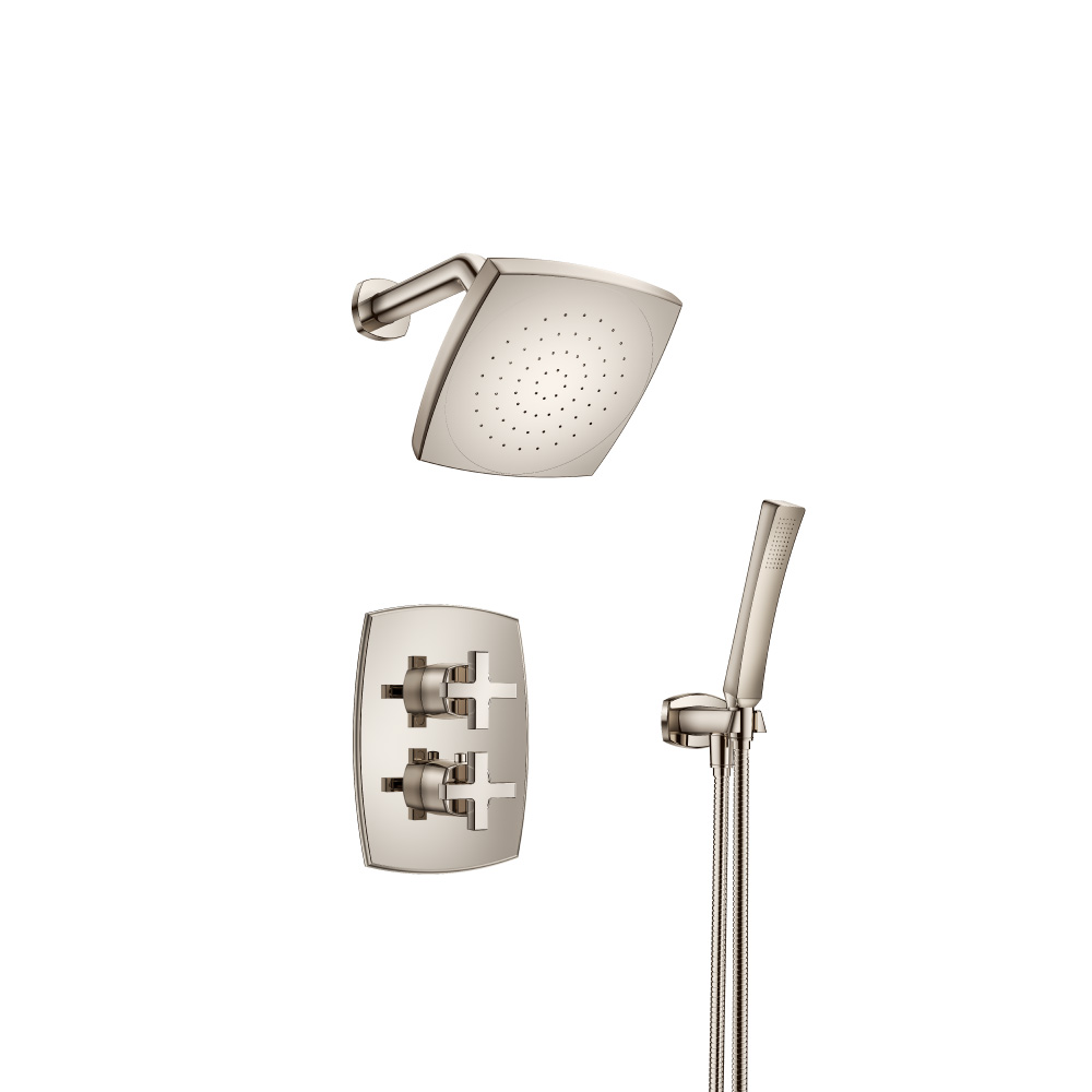 Two Output Shower Set With Shower Head And Hand Held | Gepolijst nikkel PVD