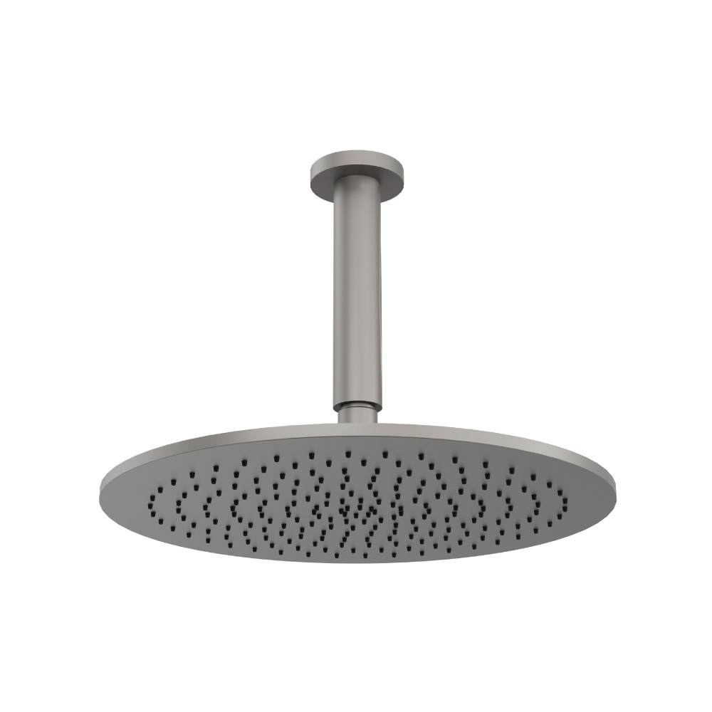 300 mm ronde hoofddouche met 150 mm plafond douchearm | Steel Grey