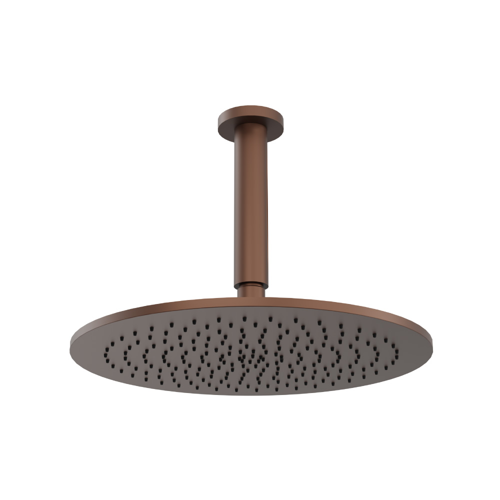 300 mm ronde hoofddouche met 150 mm plafond douchearm | Vortex Brown